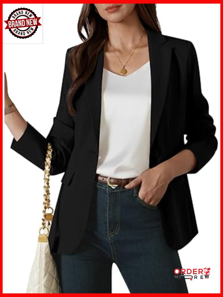 Women's Notch Lapel Single Button Long Sleeve Blazer